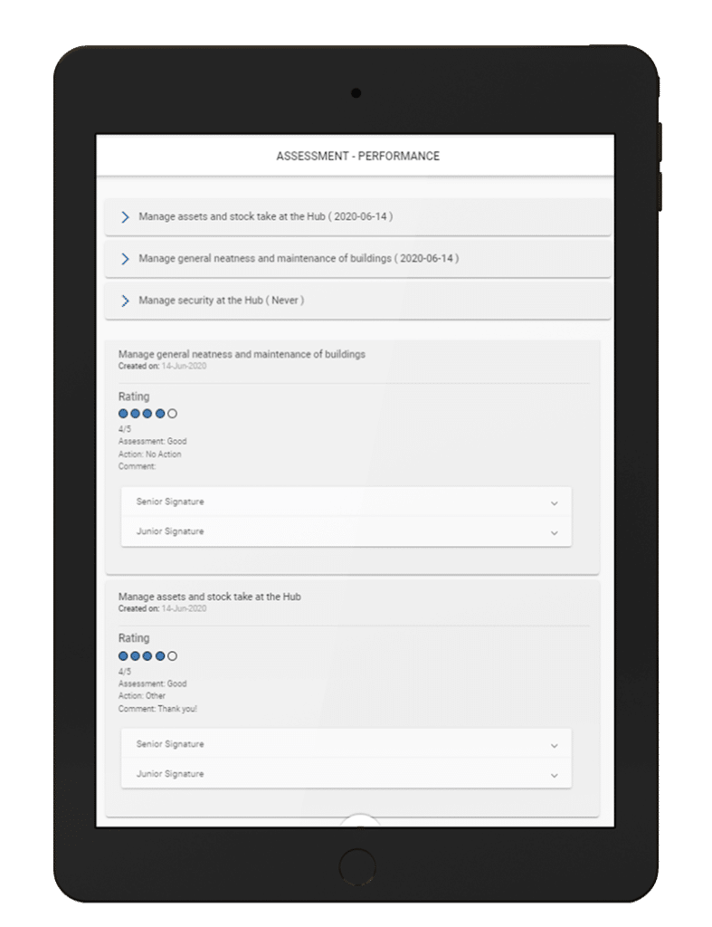 Performance_Assessment-Ipad Performance Assessment display on Ipad