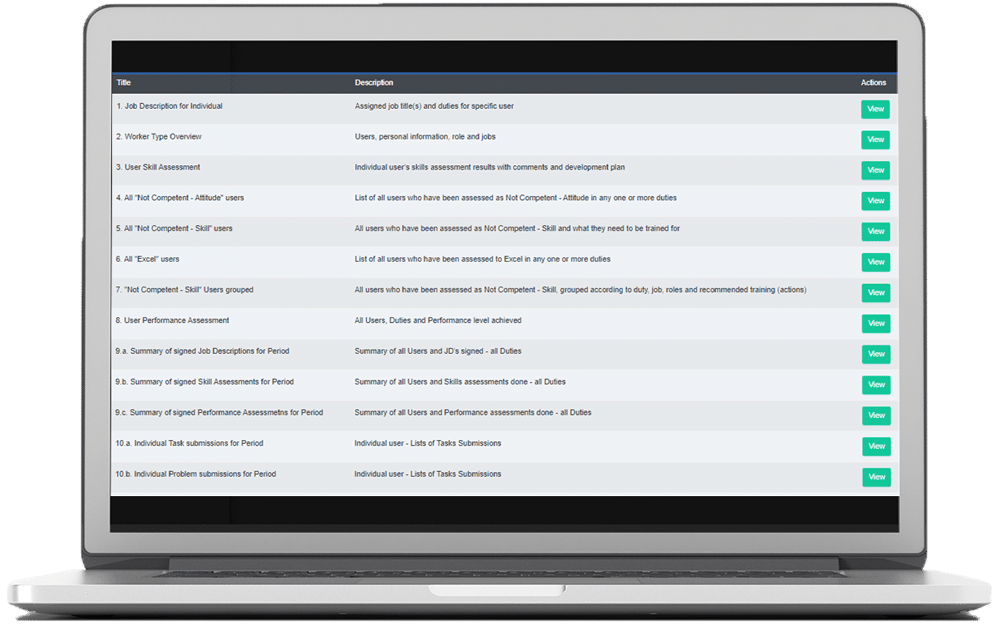 Reports Online Reports display on Laptop
